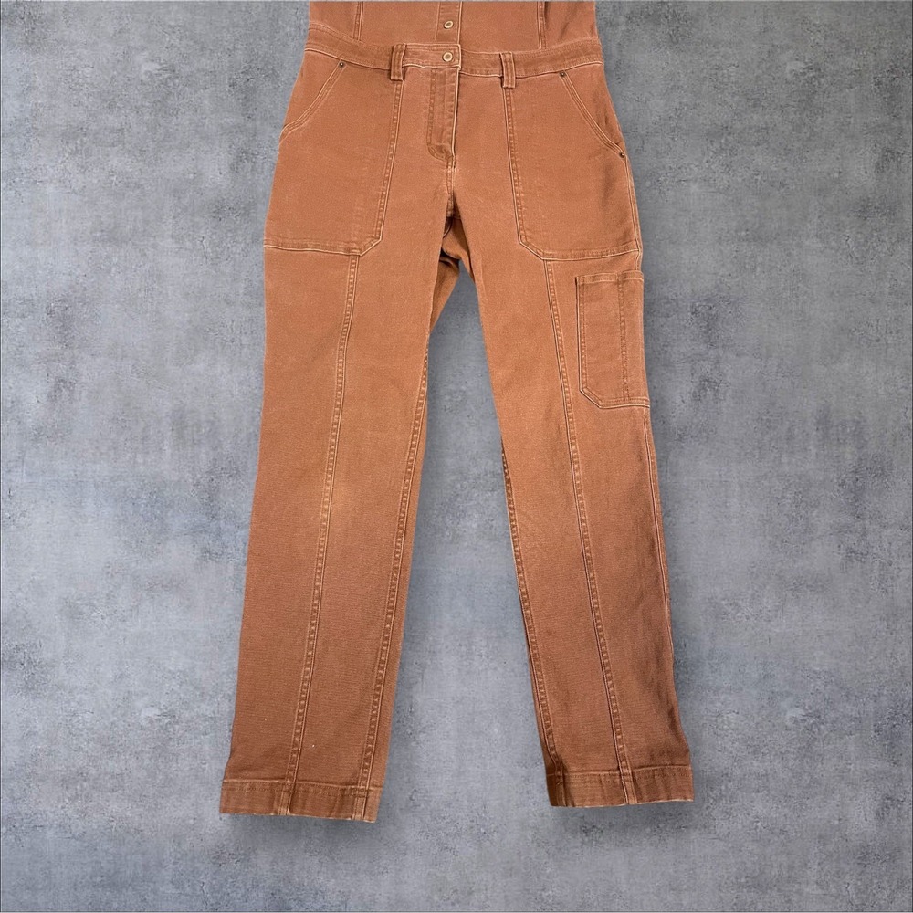 Duluth Trading Co Canvas Jumpsuit Womens 10 Rust Brown Sleeveless Workwear - Picture 4 of 8